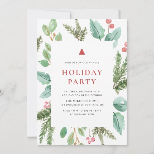 Waterverf kerstfeestdag kaart (Voorkant)