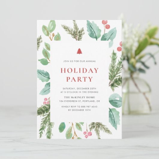 Waterverf kerstfeestdag kaart (Staand voorkant)