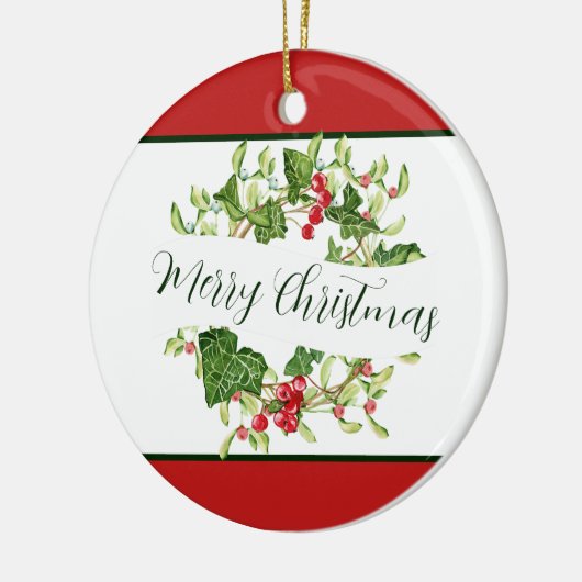 Waterverf kerstfeestdag keramisch ornament (Links)