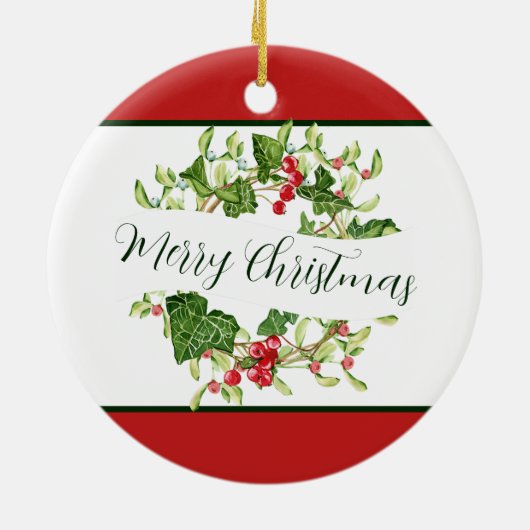 Waterverf kerstfeestdag keramisch ornament (Achterkant)