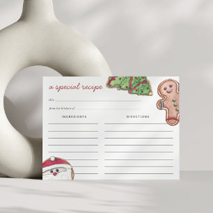 Waterverf kerstfeestdag koekjesrecept briefkaart