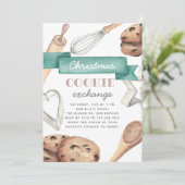 Waterverf kerstfeestdag Koekjesruilpartij Kaart (Staand voorkant)