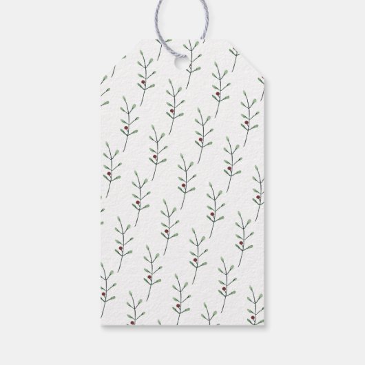 Waterverf kerstfeestdag met bomen cadeaulabel (Achterkant)