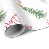 Waterverf kerstfeestdag met bomen cadeaupapier (Rol Hoek)