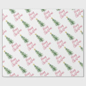 Waterverf kerstfeestdag met bomen cadeaupapier (Vlak)