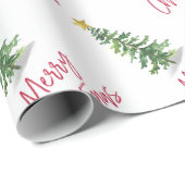 Waterverf kerstfeestdag met bomen cadeaupapier (Rol Hoek)
