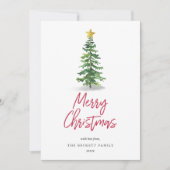 Waterverf kerstfeestdag met bomen feestdagenkaart (Voorkant)