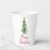 Waterverf kerstfeestdag met bomen papieren bekers (Voorkant)
