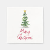 Waterverf kerstfeestdag met bomen servet (Voorkant)