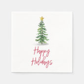 Waterverf kerstfeestdag met bomen servet (Voorkant)