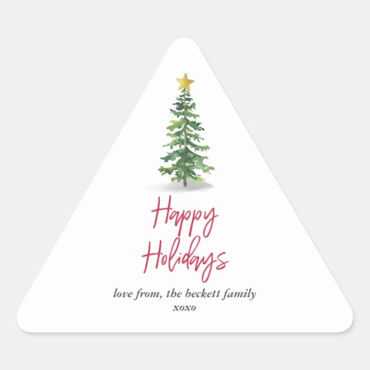 Waterverf kerstfeestdag met bomen sticker (Voorkant)