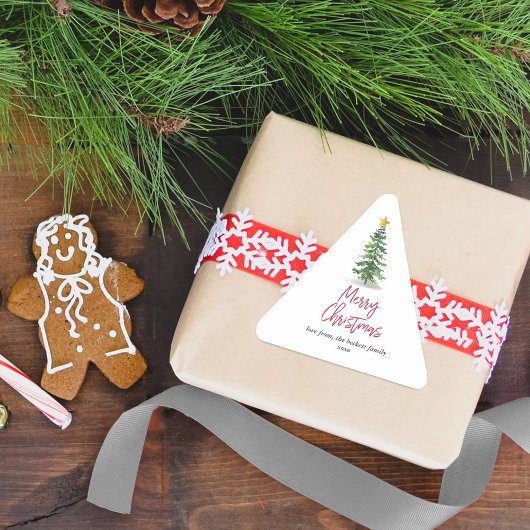 Waterverf kerstfeestdag met bomen sticker