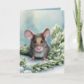 Waterverf kerstfeestdag met juffrouw muis feestdagen kaart (Voorkant)