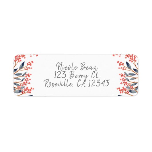 Waterverf kerstfeestdag met rode winterfeestdag etiket (Voorkant)