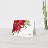 Waterverf kerstfeestdag Poinsettia Dank u wel Bedankkaart (Voorkant)