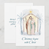 Waterverf kerstfeestdag Religieuze feestdag C Feestdagenkaart (Voorkant / Achterkant)