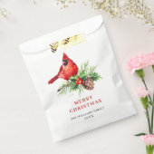 Waterverf kerstfeestdag rode kardinaal bedankzakje (Gezegeld)