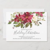 Waterverf Kerstfeestdag Rode Poinsettia Kaart (Voorkant)