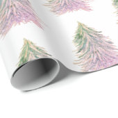 Waterverf kerstfeestdag roze bomen cadeaupapier (Rol Hoek)