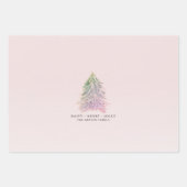 Waterverf kerstfeestdag roze bomen inpakpapier vel (Voorkant)