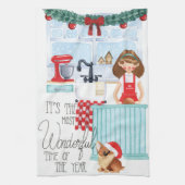 Waterverf kerstfeestdagen theedoek (Verticaal)