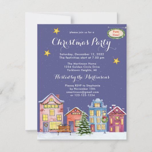 Waterverf kerstfeestelijke uitnodiging voor het sn (Voorkant)