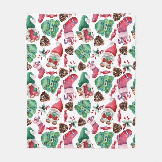 Waterverf kerstfeestmaal fleece deken (Voorkant)