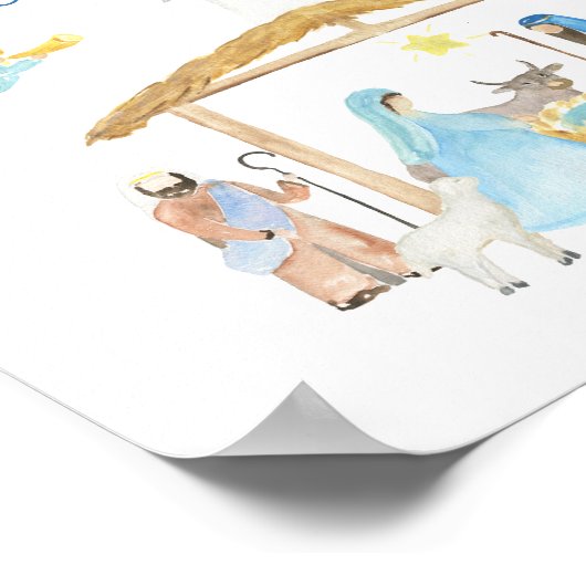 Waterverf kerstfeestscène poster (Hoek)