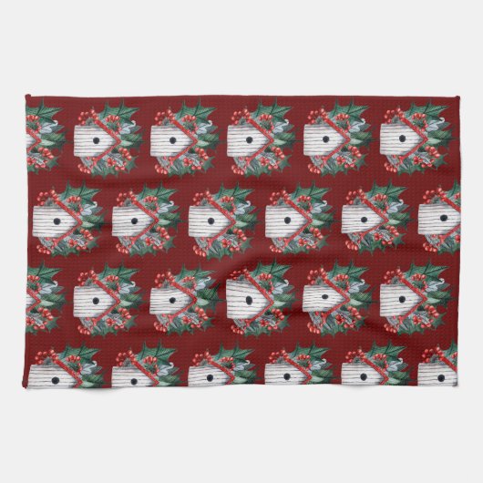 Waterverf kerstfeestvieren theedoek (Horizontaal)