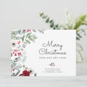 Waterverf kerstflank nieuw adres voor flesje aankondiging (Staand voorkant)