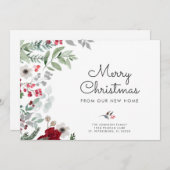 Waterverf kerstflank nieuw adres voor flesje aankondiging (Voorkant / Achterkant)