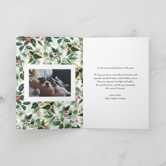 Waterverf kerstflesfoto feestdagen kaart (Binnen)