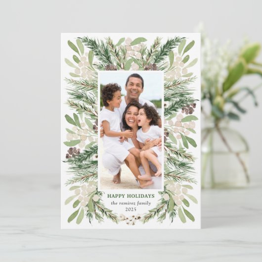 Waterverf kerstflesjes feestdag fotokaart kaart (Staand voorkant)