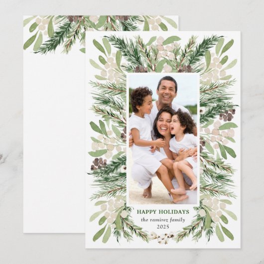 Waterverf kerstflesjes feestdag fotokaart kaart (Voorkant / Achterkant)