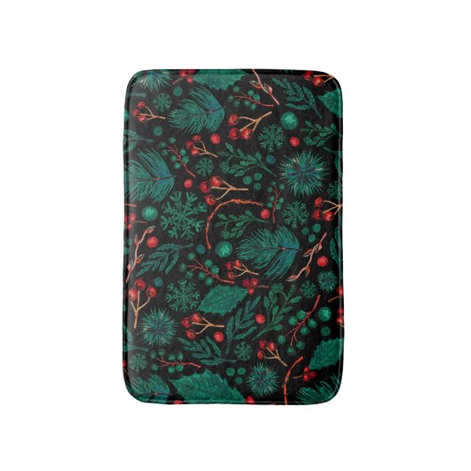 Waterverf kerstflessenpatroon | Bath Mat (Voorkant Verticaal)