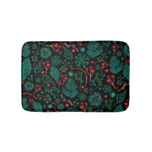 Waterverf kerstflessenpatroon Bath Mat