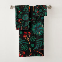 Waterverf kerstflessenpatroon | Bath Towel Bad Handdoek