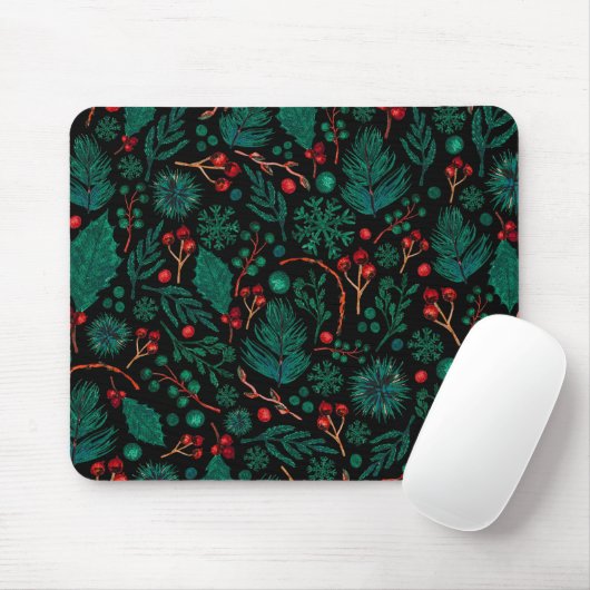 Waterverf kerstflessenpatroon | Mousepad Muismat (Met muis)