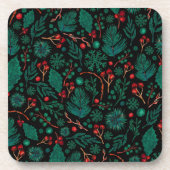 Waterverf kerstflessenpatroon | ONDERZETTER (Voorkant)