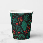 Waterverf kerstflessenpatroon | Papieren beker (Voorkant)