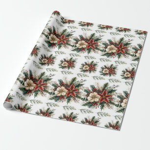 Waterverf kerstFloral Cadeaupapier