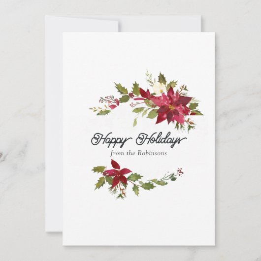 Waterverf kerstfoto Floral Family Feestdagenkaart (Voorkant)