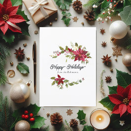 Waterverf kerstfoto Floral Family Feestdagenkaart