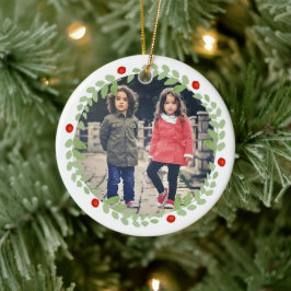 Waterverf kerstfoto keramisch ornament