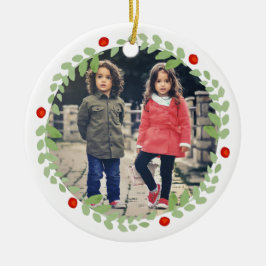 Waterverf kerstfoto keramisch ornament