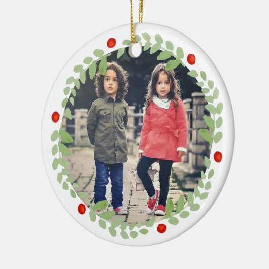 Waterverf kerstfoto keramisch ornament (Links)