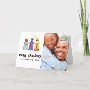 Waterverf kerstfoto Nativiteit Feestdagen Kaart