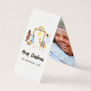 Waterverf kerstfoto Nativiteit Kaart