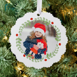 Waterverf kerstfoto ornament kaart