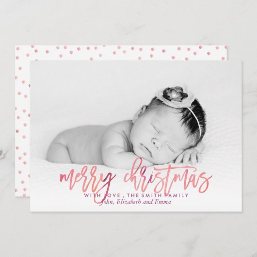 Waterverf kerstfoto Typografie Feestdagenkaart (Voorkant / Achterkant)